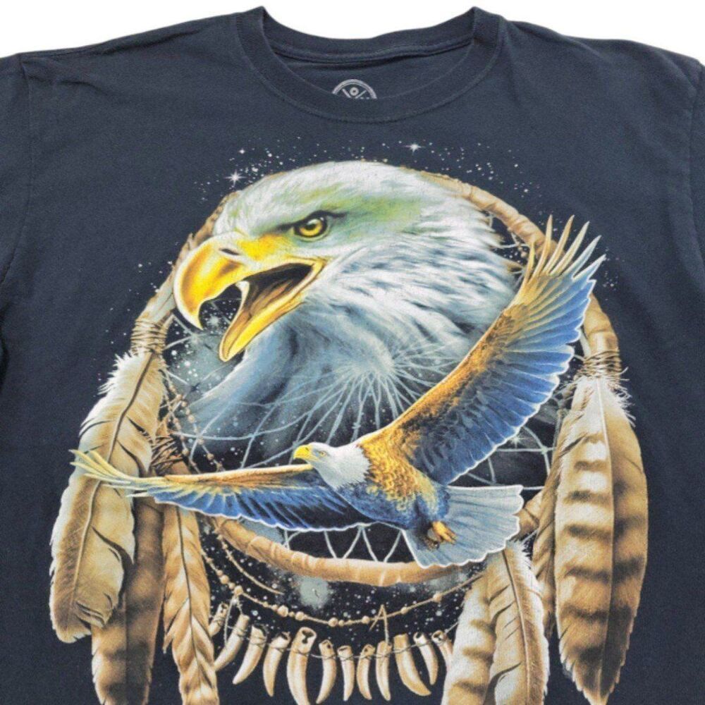 DOM T-Shirt Size Large L American Bald Eagle Dream Catcher Graphic Print T-Shirt - Picture 3 of 6